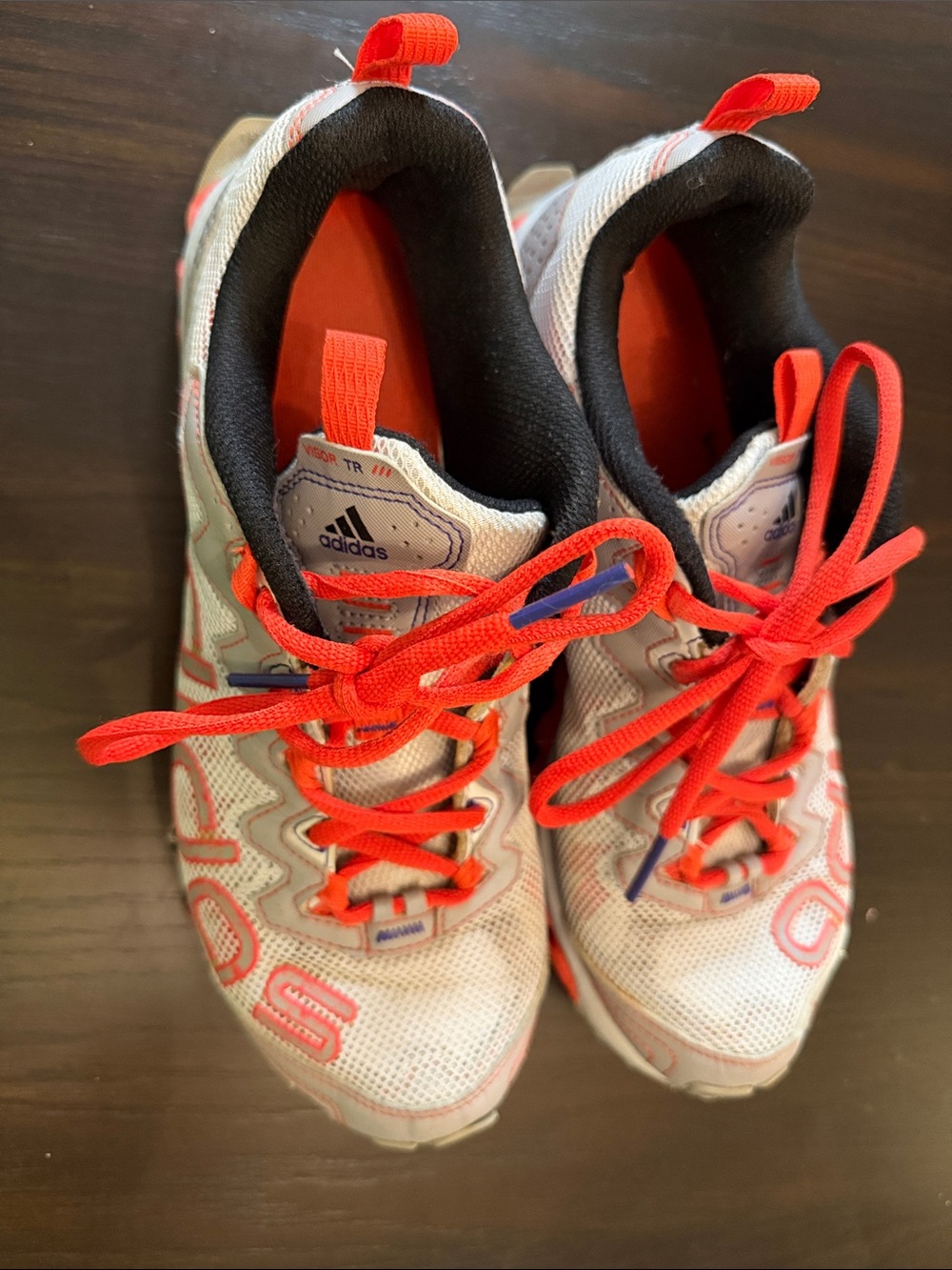 adidas Kids White Mesh Sneakers with Bright Red Accents